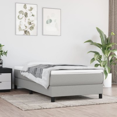 vidaXL Cadru de pat fără saltea, gri deschis, 90x190 cm, textil 3120476 foto