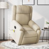 VidaXL Fotoliu electric de masaj rabatabil cu ridicare, crem, textil