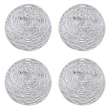 Set Suporturi Pahare Crăciun, PVC, Argintiu, Rotunde, 4 Bucăți, Oem