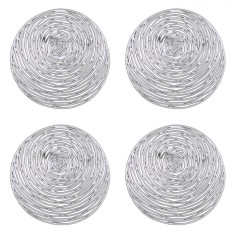 Set Suporturi Pahare Crăciun, PVC, Argintiu, Rotunde, 4 Bucăți