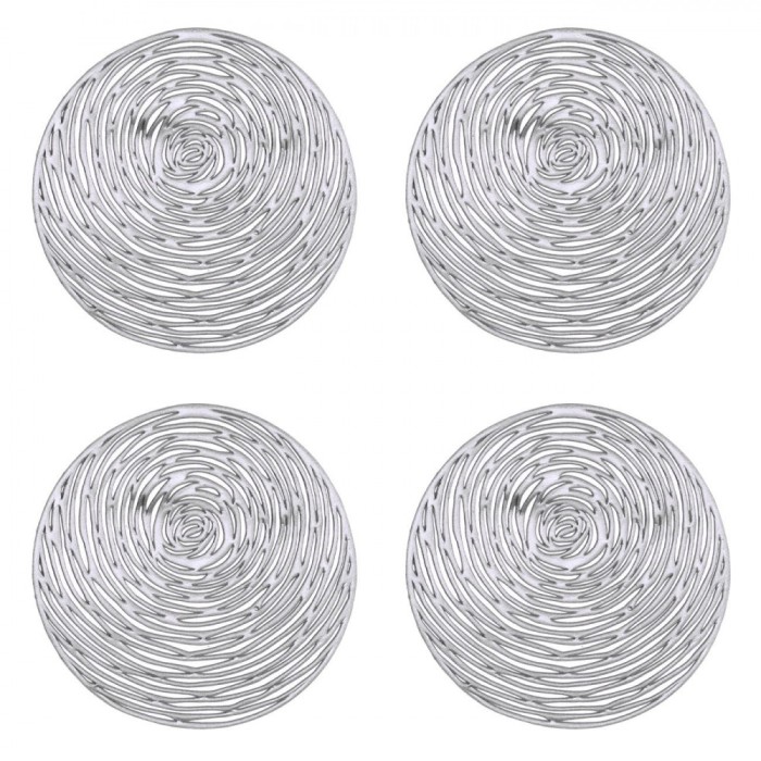 Set Suporturi Pahare Crăciun, PVC, Argintiu, Rotunde, 4 Bucăți