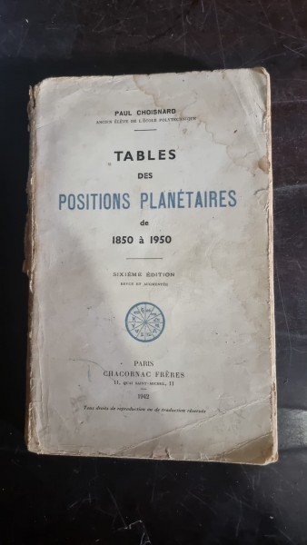 Paul Choisnard - Tables des positions planetaires de 1850 a 1950