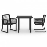 Set mobilier de exterior, 3 piese, negru, ratan PVC, vidaXL