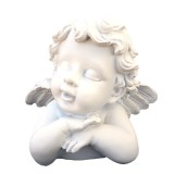 Cumpara ieftin Statueta Inger Dormind Rasina Alb 17cm, Decoratiune Casa, Aspect Vintage, Cadou Deosebit