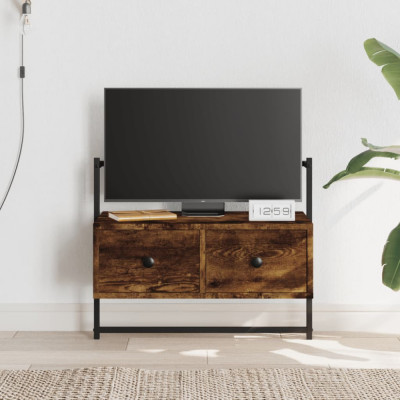 Dulap TV montat pe perete, stejar fumuriu, 60,5x30x51 cm, lemn foto