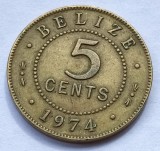 282. Moneda Belize 5 cents 1974 (tiraj 210.000 buc), America Centrala si de Sud