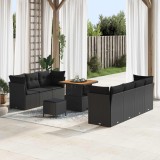 Cumpara ieftin Set de canapele pentru gradina 10 buc. Negru poliratan
