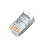 Cumpara ieftin Conector retea RJ45 ecranat Cat6e tip EZ pass through pentru cablu UTP sau FTP, pini placati cu aur, carcasa metal si plastic