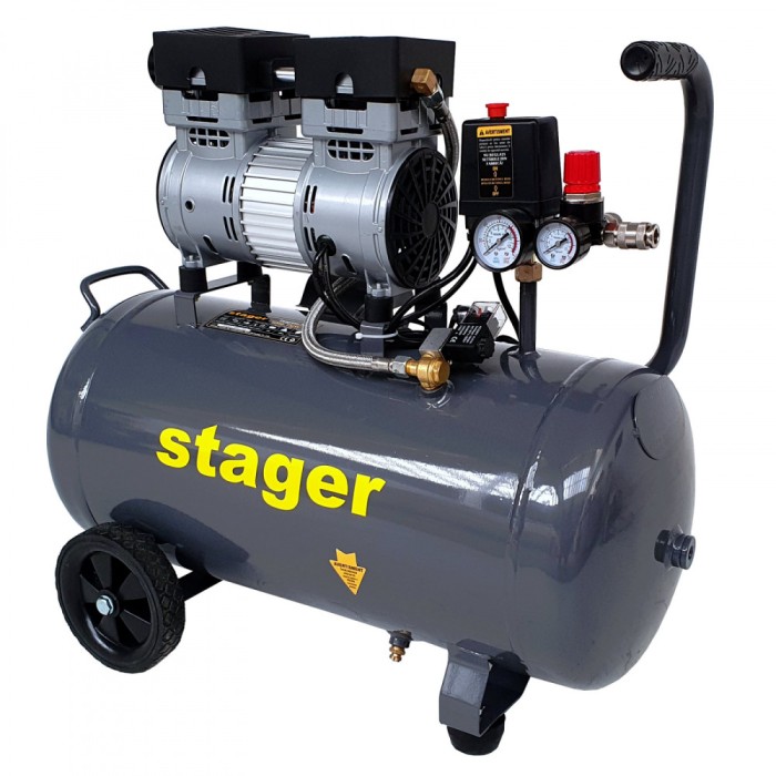 Compresor aer Stager HM0.75JW 50, 50L, 8bar, 135L min, monofazat, angrenare directa, silentios