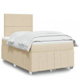VidaXL Pat continental cu saltea, crem, 120x190 cm, textil