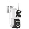 Camera de supraveghere wireless, dubla, cu unghi de 365&deg;, rezolutie HD, LED-uri pentru lumina, senzor de miscare, interfon vocal, night vision, alb