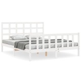 Cumpara ieftin Cadru de pat fara saltea, alb, 160x200 cm, lemn masiv pin