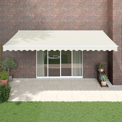 Copertină retractabilă automată, crem, 5x3 m foto