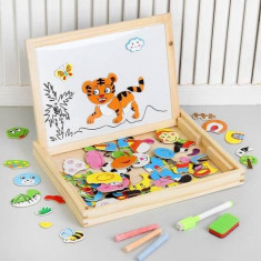 Carte Puzzle din lemn magnetica - Animale Salbatice, 7Toys