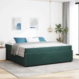 vidaXL Cadru de pat cu saltea Altele Verde &icirc;nchis 200 x 200 cm Catifea