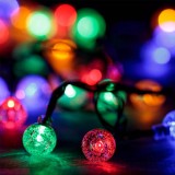 Instalație Lumini Solară, 60 Becuri LED Cu Senzor De Lumină, 2 Funcții, 6.5m, Multicolor