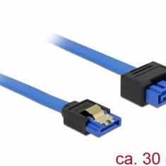 Cablu prelungitor SATA III 6 Gb/s T-M bleu latchtype 30cm, Delock 84972