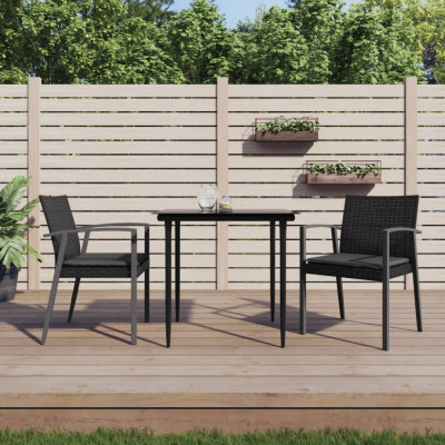Gossi scaune de gradina cu perne 2 buc. negru 56,5x57x83 cm poliratan foto