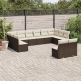 Gossi set canapele de gradina cu perne, 12 piese, maro, poliratan