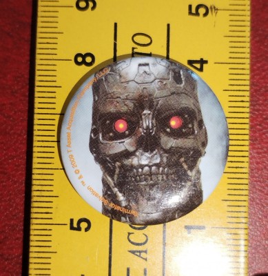 Terminator Salvation 4 cm pin original nou deosebit badget insigne 2009 robot foto