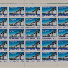 RO 1995 LP 1385 " Centenarul podului Cernavoda",coala de 25 ,MNH