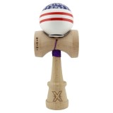 Jucarie de indemanare din lemn, Kendama X, Flippy, Chicanos, King Size V3, Super Sticky, 18 cm, Mov, Alb
