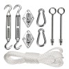Set Montaj Umbrar Gradina INOX GB508, 9 Piese, Otel Inoxidabil AISI 316, Carlige, Suruburi, Carabiniere, Franghie Nailon 10m