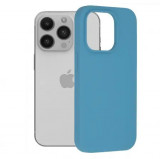Cumpara ieftin Husa iPhone 14 Pro Silicon Albastru Slim Mat cu Microfibra SoftEdge