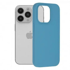 Husa iPhone 14 Pro Silicon Albastru Slim Mat cu Microfibra SoftEdge