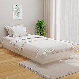 vidaXL Cadru de pat single, alb, 90x190 cm, lemn masiv