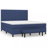 Cumpara ieftin Pat continental cu saltea, albastru, 160x200cm, material textil