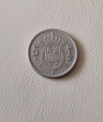 Spania - 5 pesetas (1975) - regele Juan Carlos I - monedă s317 foto