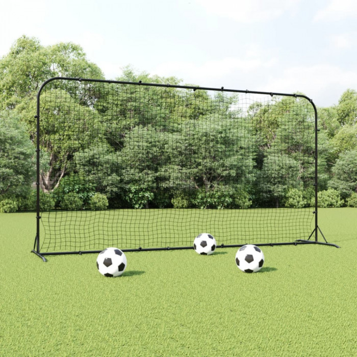 Plasa de ricoseu fotbal, negru, 366x90x183 cm, HDPE GartenMobel Dekor