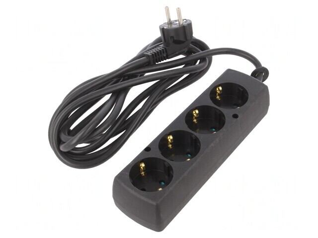 Prelungitor Schuko 4 Prize PVC Negru 3x1,5mm2