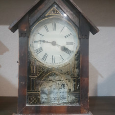 De colectie! Rar ceas de birou TEUTONIA german cottage mantel clock sex.XIX!