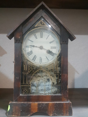 De colectie! Rar ceas de birou TEUTONIA german cottage mantel clock sex.XIX! foto