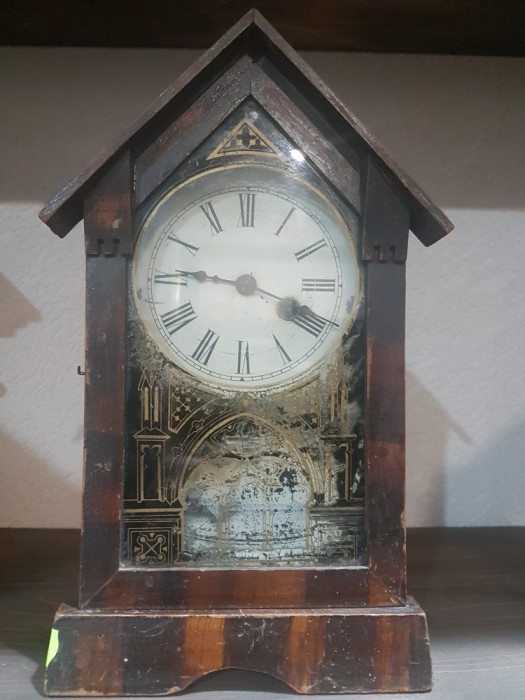 De colectie! Rar ceas de birou TEUTONIA german cottage mantel clock sex.XIX!