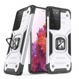 Wozinsky Ring Armor Husă Kickstand Tough Rugged Husă Pentru Samsung Galaxy S21 Ultra 5G Argintiu 9111201936201