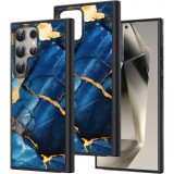 Hus&Auml; pentru samsung galaxy s25 ultra, marble, protec&Egrave;ie camer&Auml;, anti&Egrave;oc, design slim, blue - gold