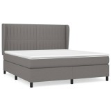 Cumpara ieftin Pat continental cu saltea, gri inchis, 160x200 cm, tesatura