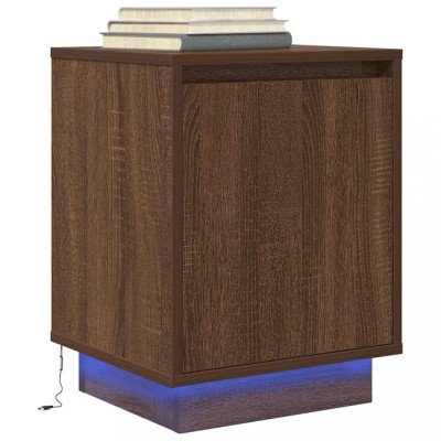 vidaXL Noptiera cu lumini LED Stejar maro 38x34x50 cm foto