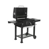 Gratar de gradina mobil, termometru si recipient cenusa, grill xxl cu 2 rafturi pliabile, 115x46x106 cm MultiMark GlobalProd