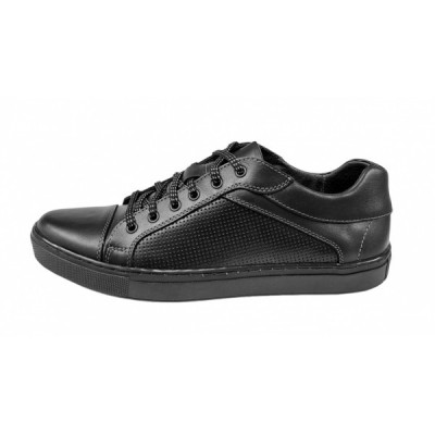 Sneakers barbati casual din piele naturala - Model Negru 1021 foto