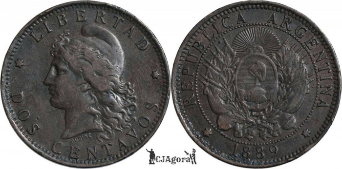 1889, 2 centavos - Argentina