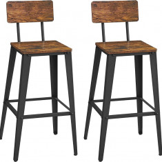 Set 2 scaune de bar, Vasagle, 45.4 x 45.4 x 102.2 cm, PAL/otel, maro/negru