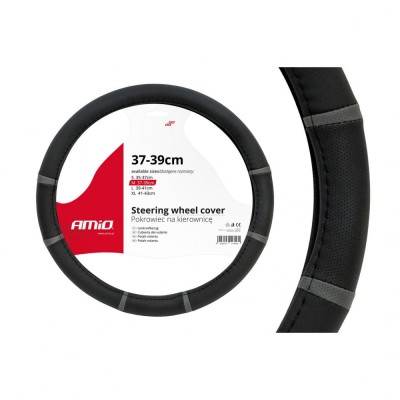 Husa volan negru + dungi gri SWC-06-M (37-39cm) FAVLine Selection foto