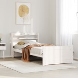 VidaXL Cadru de pat cu tăblie, alb, 75x190 cm, lemn masiv de pin