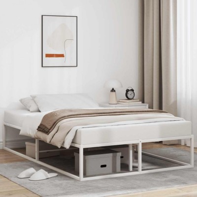 vidaXL Cadru pat fără saltea alb 120x200 cm metal 4017424 foto