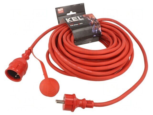 Prelungitor alimentare 20m 16A roșu 3x2,5mm2