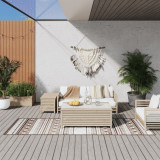 Cumpara ieftin Covor de exterior, maro și alb, 80x250 cm, design reversibil